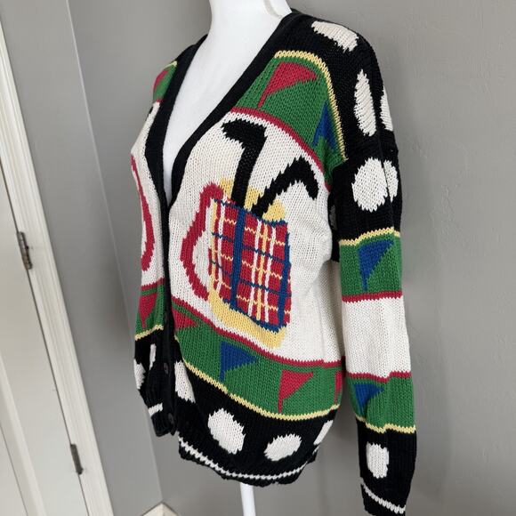 Vintage Cape Isle Knitters Golf Cardigan Sweater Womens Large 90s Grandpa-Core - Picture 2 of 6